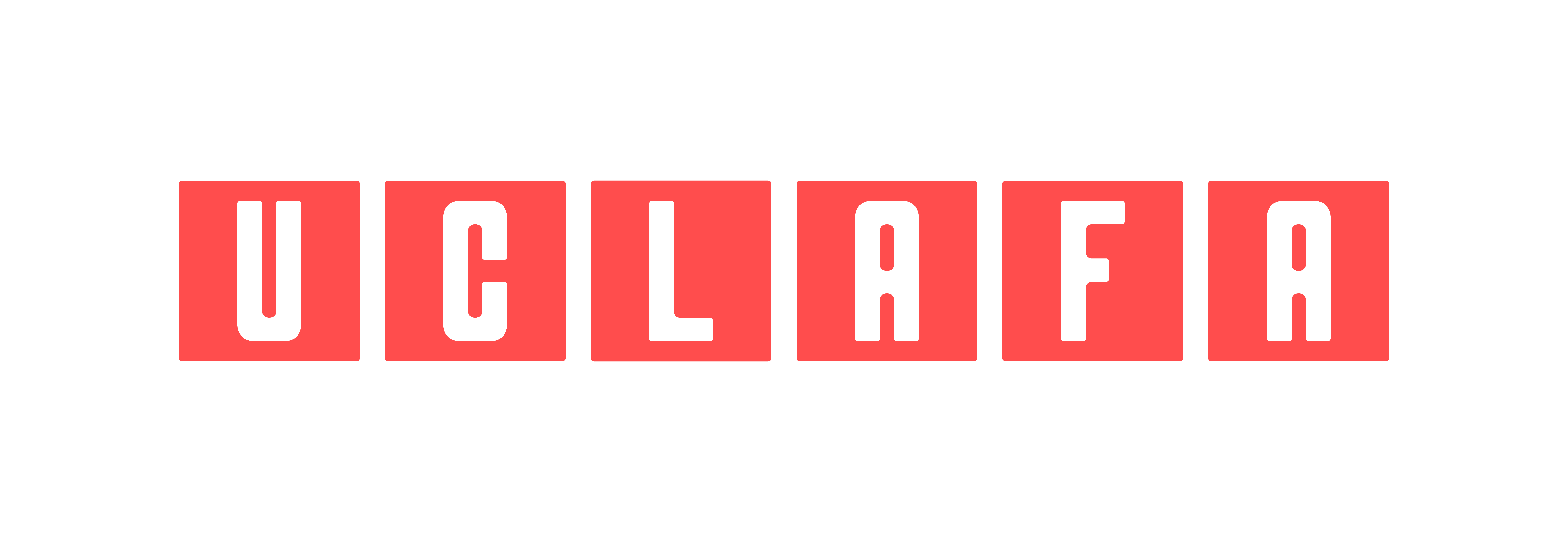 The letters UCLAFA in squares lined up horizontally representing the faculty association logo. 