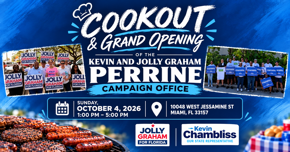 Sunday 10/4: Cookout and opening of the Perrine campaign office