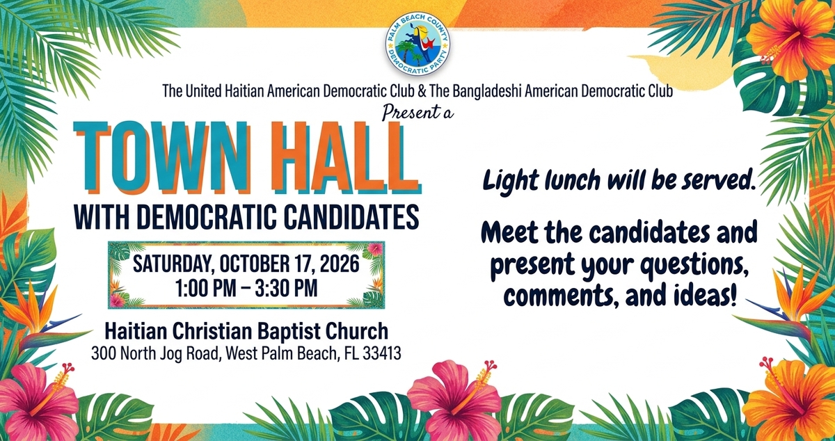 Democratic Candidate Town Hall & Lunch - Saturday 10/17/26 at 1pm