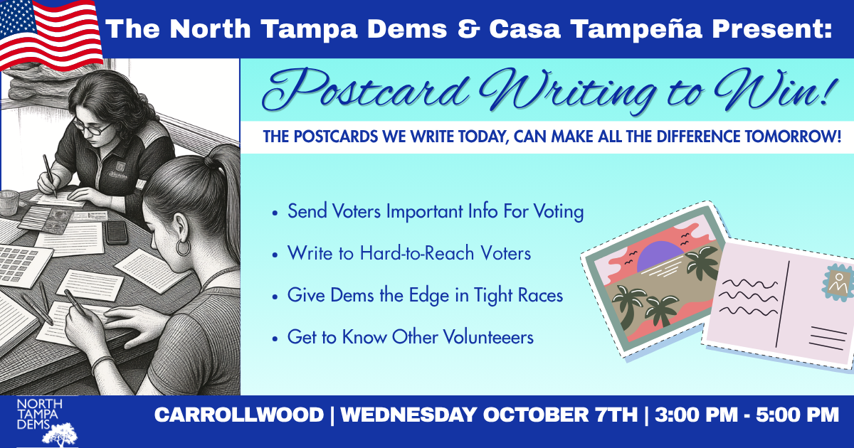 North Tampa Dems & Casa Tampeña Present: Postcard Writing To Win!