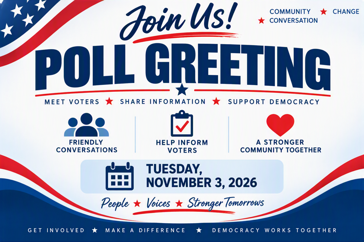 Greeting Voters at Calvary Lutheran Polling Place on Election Day