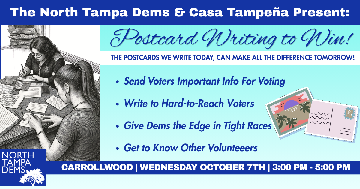 North Tampa Dems & Casa Tampeña Present: Postcard Writing To Win!