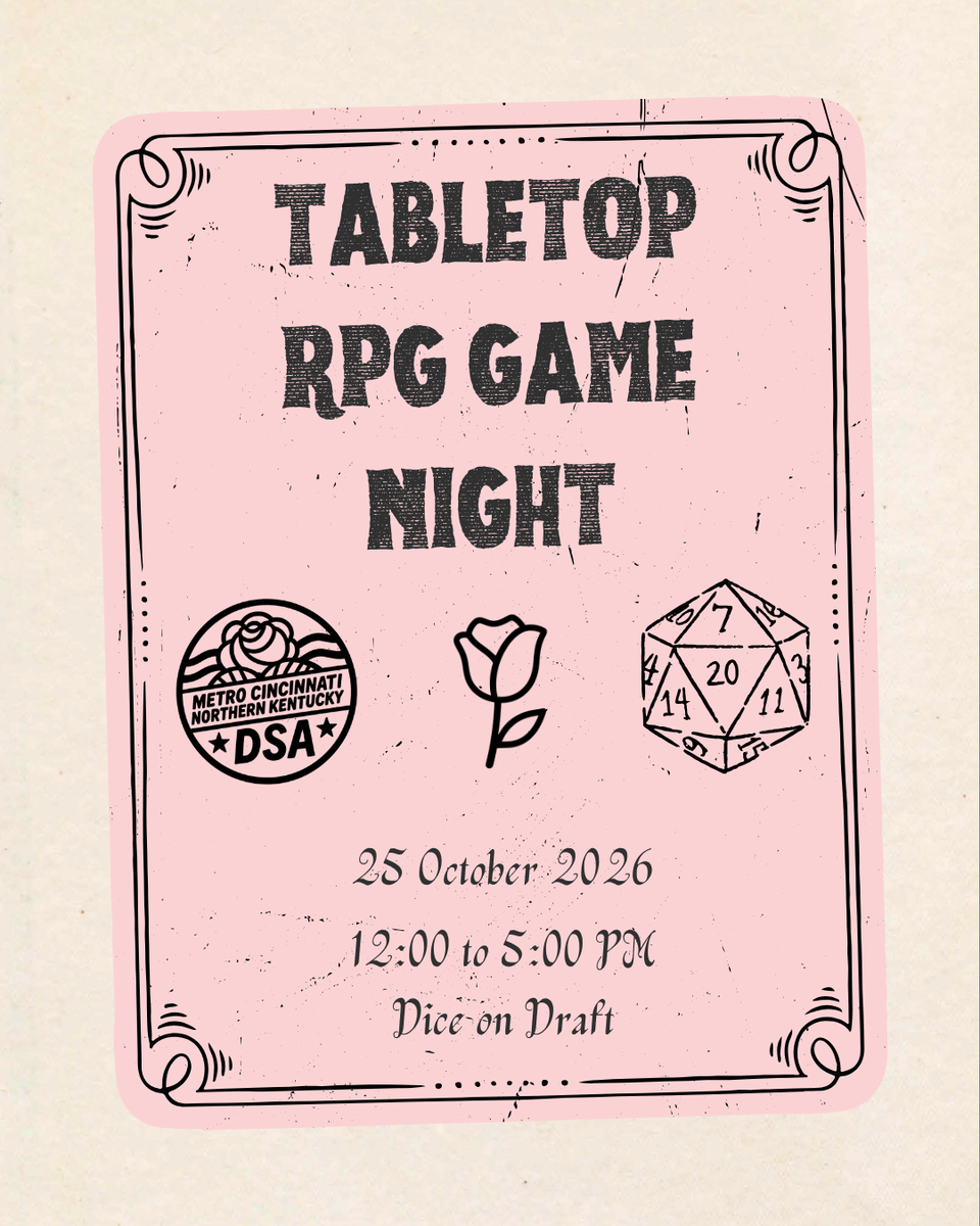 DSA Cincy: Tabletop RPG's at Dice on Draft!
