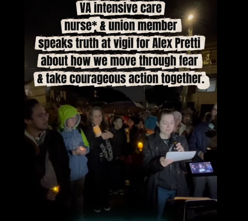 <h3>At Vigil for Alex Pretti About How to Move Through Fear &amp; Take Courageous Action Together</h3>