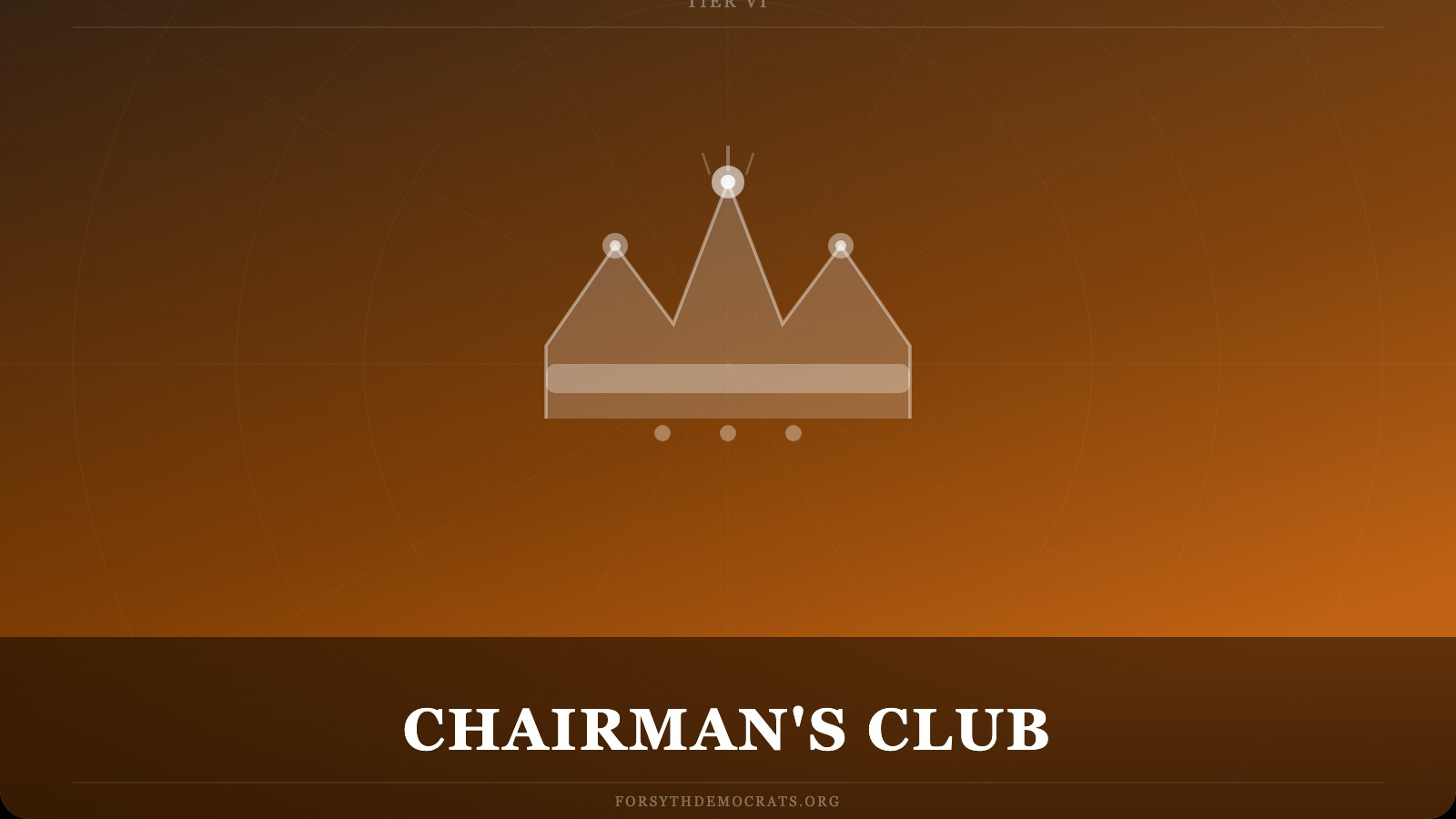 <p class=""><strong>Chairman's Club</strong></p><p class=""></p><p class=""><span style="color: var(--bg0)">Chairman's Club membership is extended personally by the FCDC Chair. To express interest, contact us directly or complete the form. All inquiries are handled with discretion.</span></p><p class=""></p><p class=""><strong>$500 </strong>per month</p><p class=""><strong>$5,000/yr · save $1,000</strong></p>