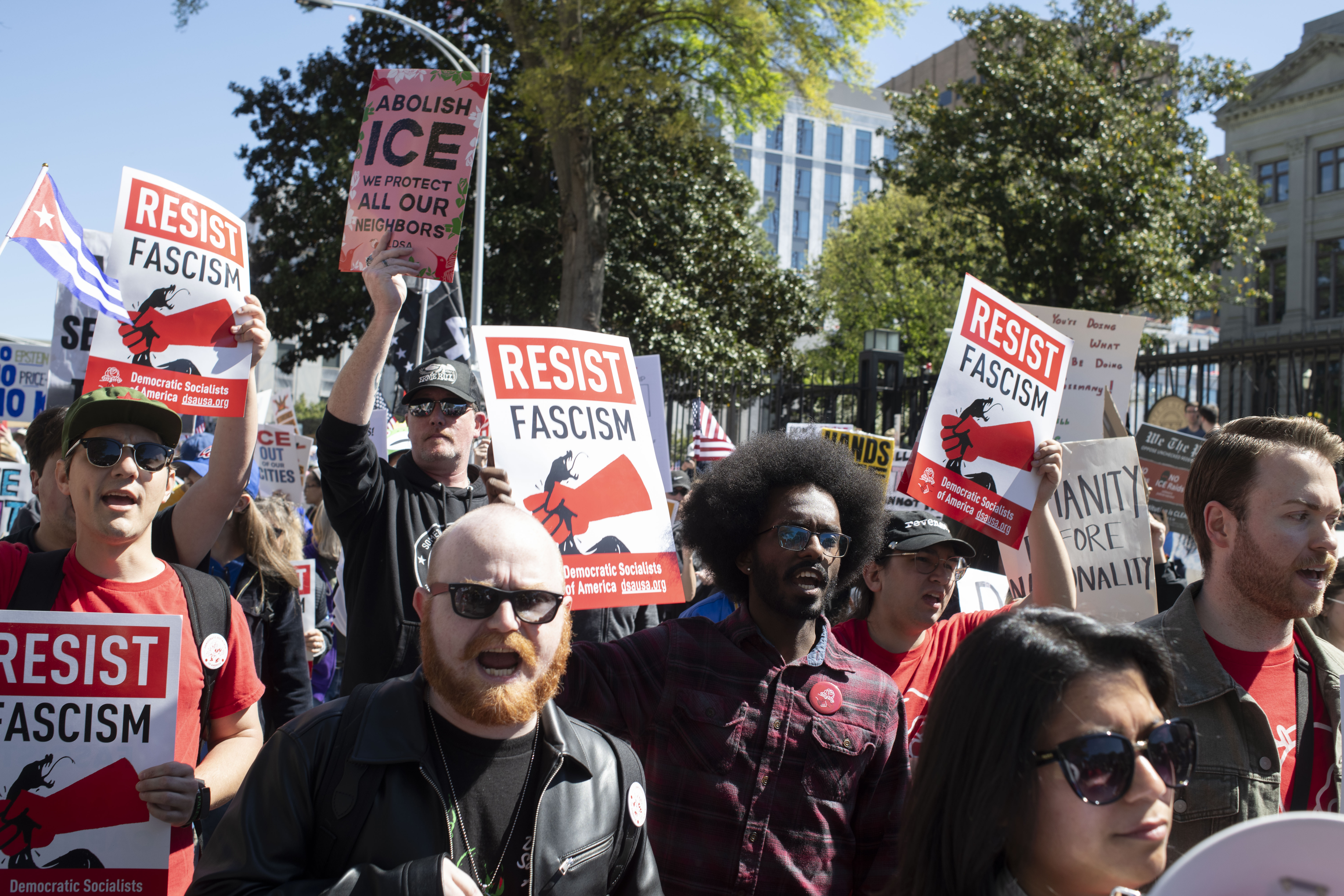 Mathewos Samson, candidate for Georgia House District 58 with marchers