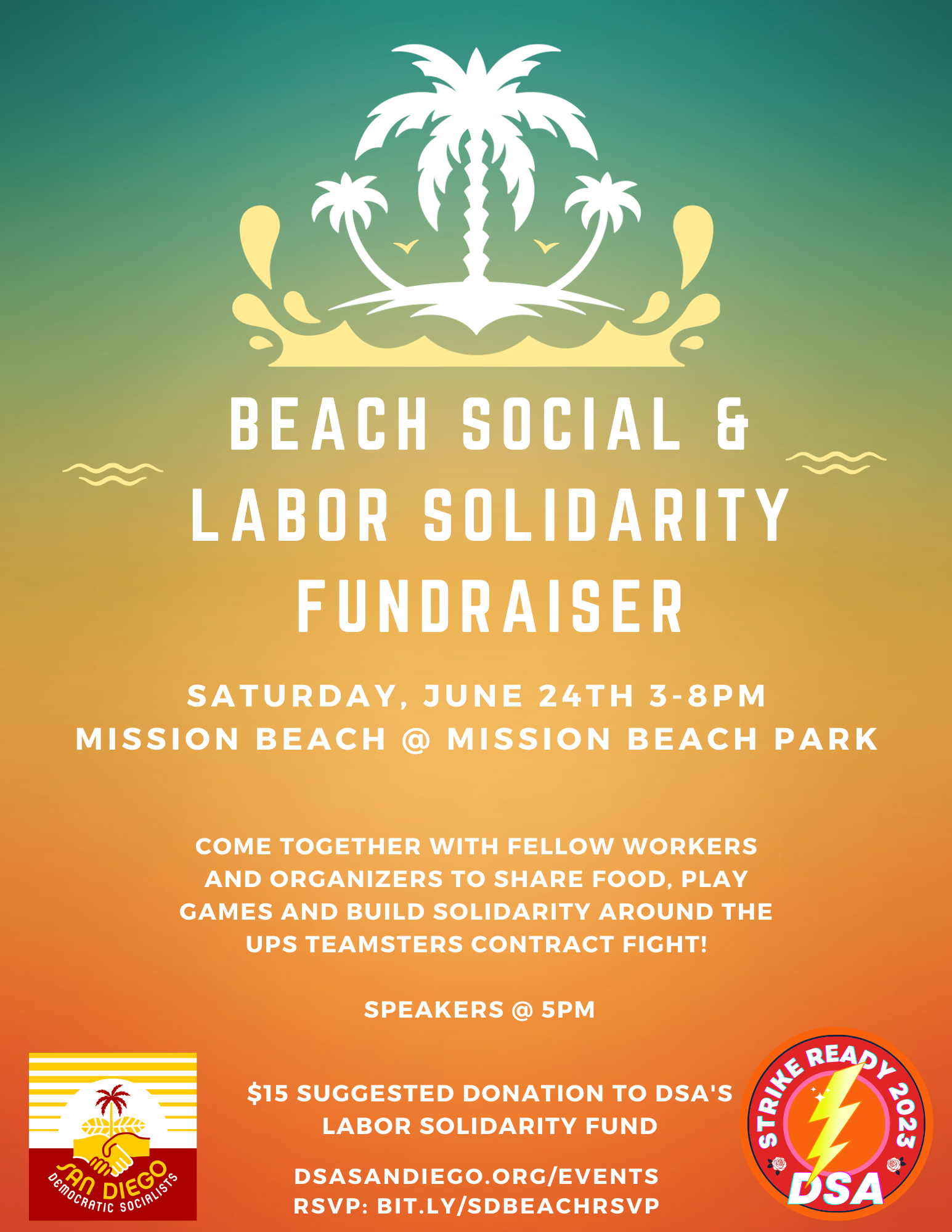 Join DSA San Diego & UPS Teamsters at the beach!