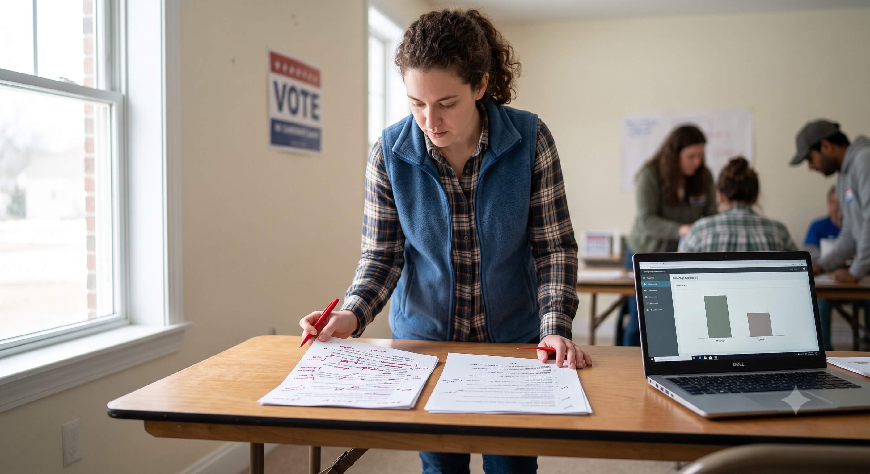  Campaign organizer comparing two phone banking script versions to measure performance