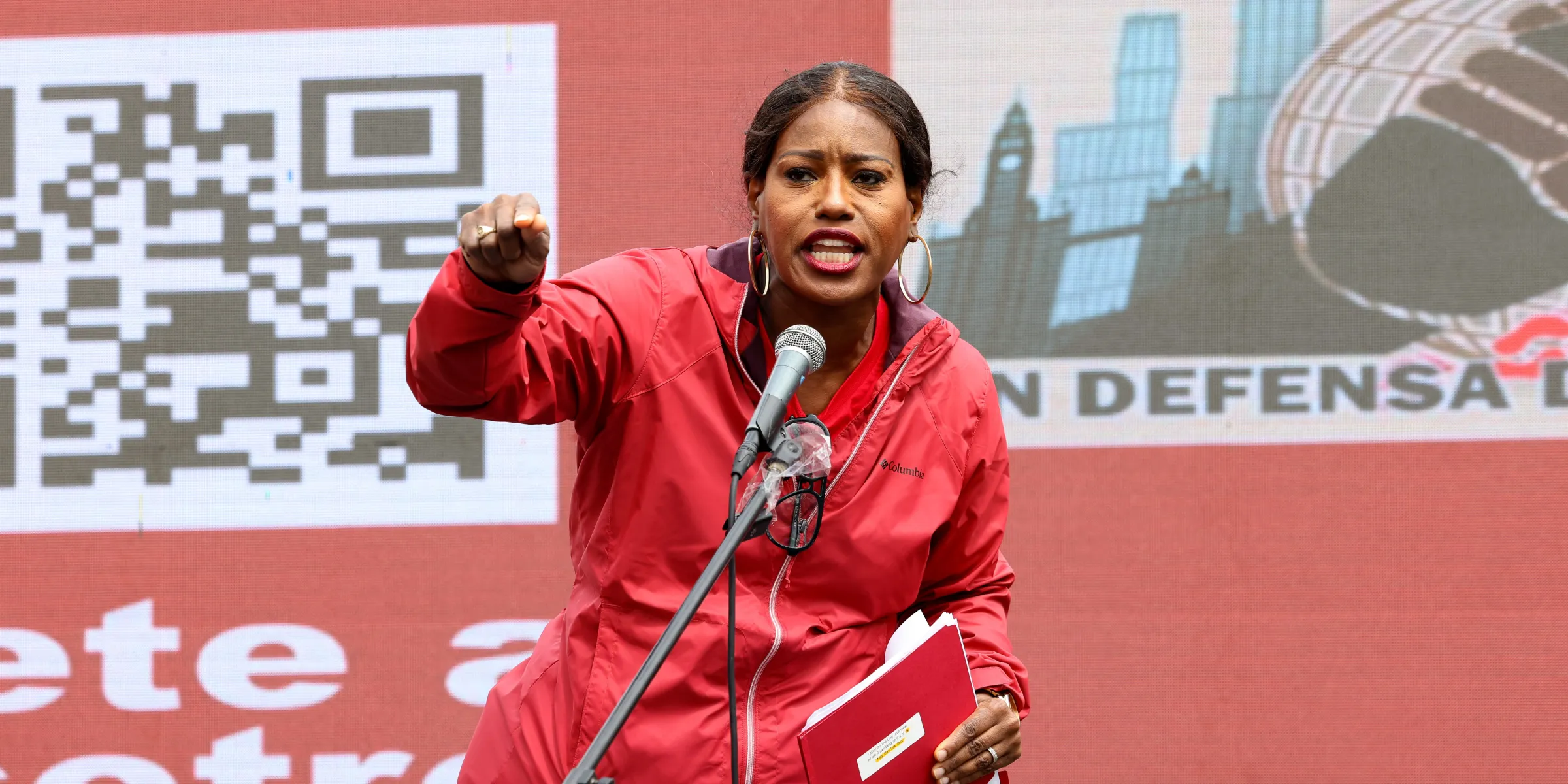 Chicago Teachers Union President Stacy Davis Gates speaks at a 2025 May Day rally in Chicago