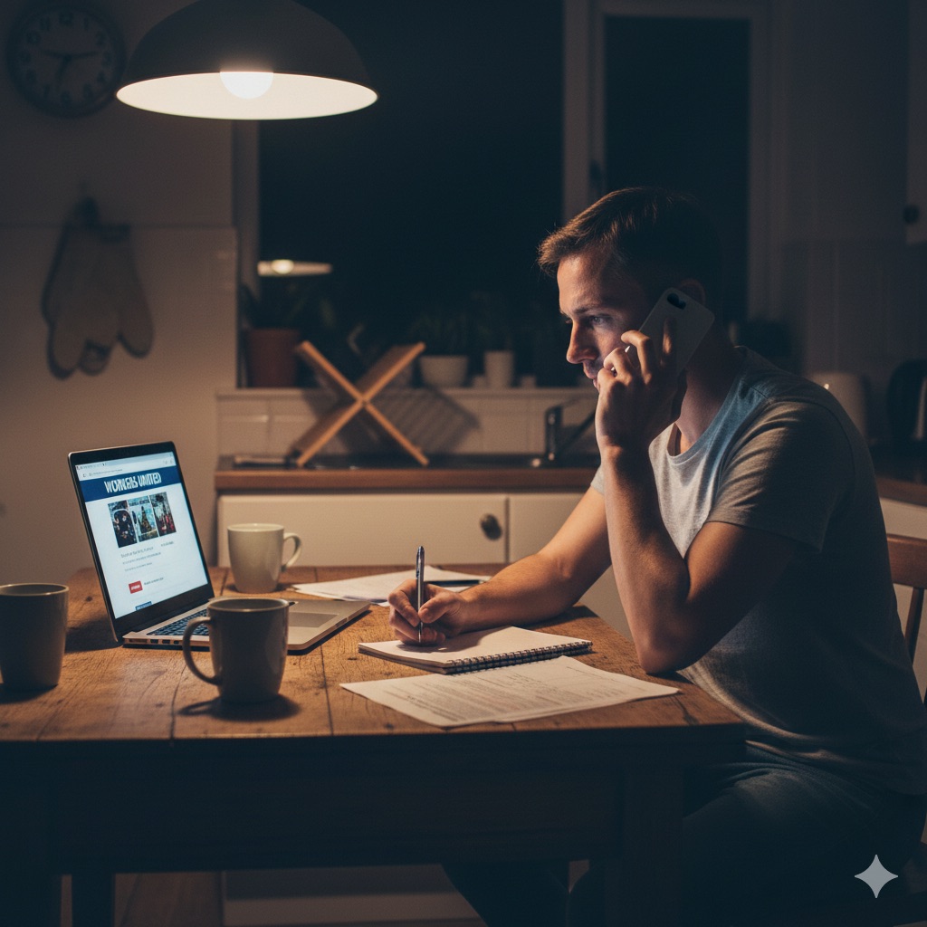 worker calling union organizer