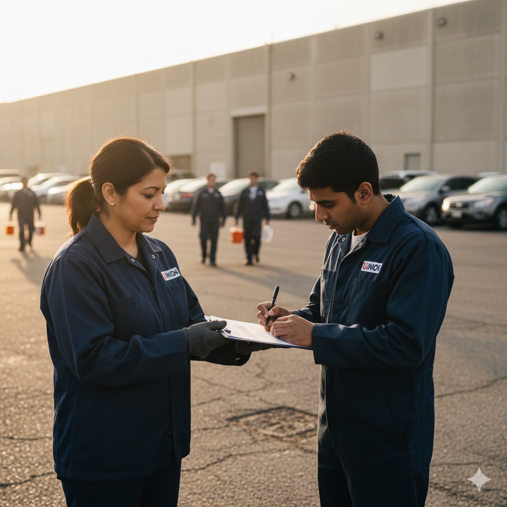 worker signing authorization card