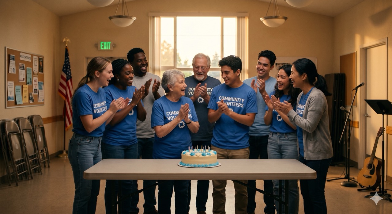 volunteer team celebrating milestone