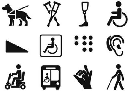 Accessibility icons representing a variety of accessibility features and accommodations.