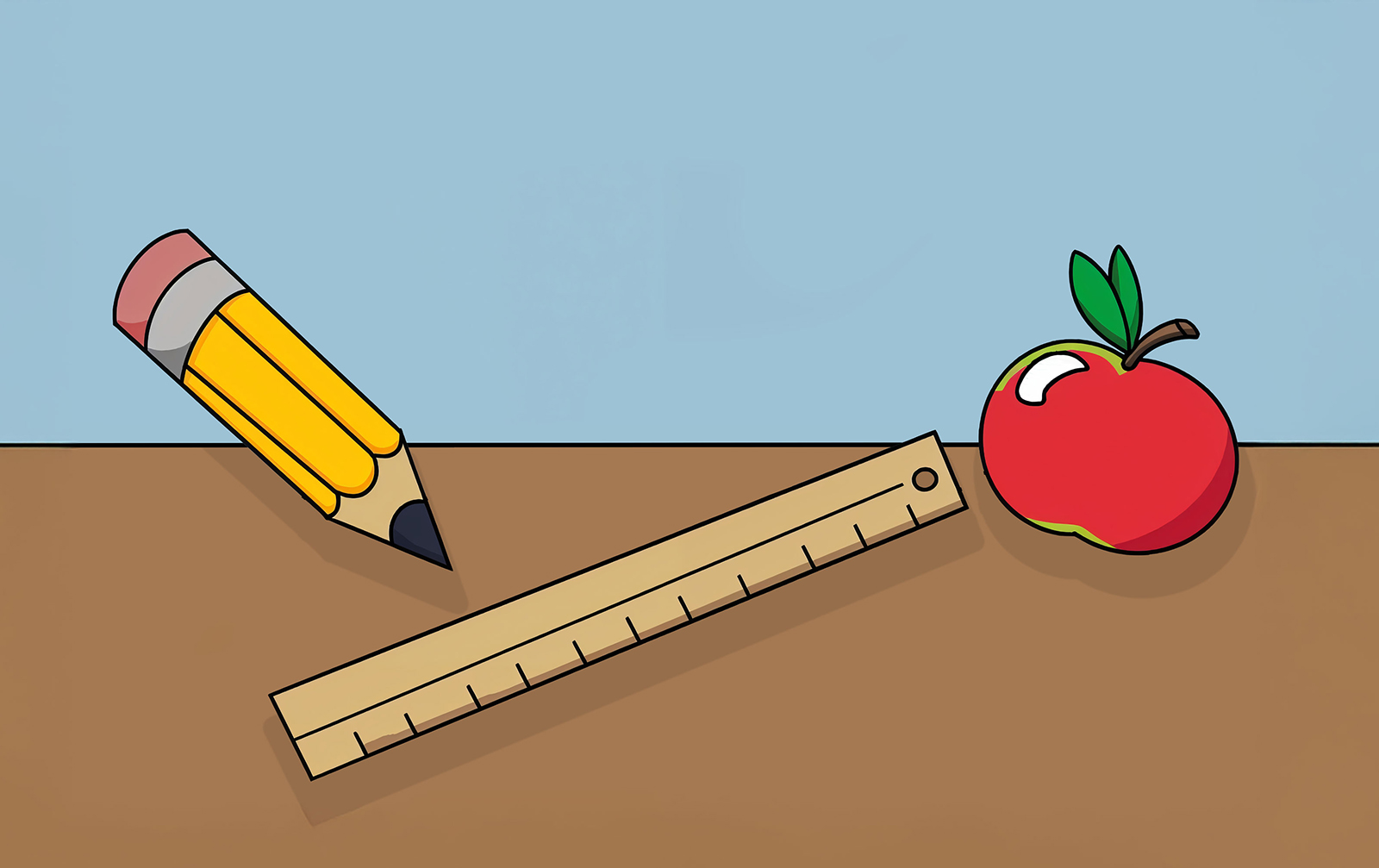 Sidewalk chalk illustration of a modern elementary school and play yard