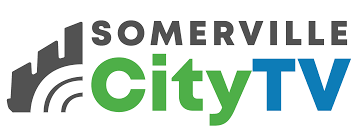 Logo of Somerville CityTV in blue and green. 