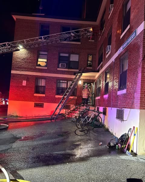 Photo from the Somerville Fire Department of the Clarendon Hill Housing / Powderhouse Blvd. fire 