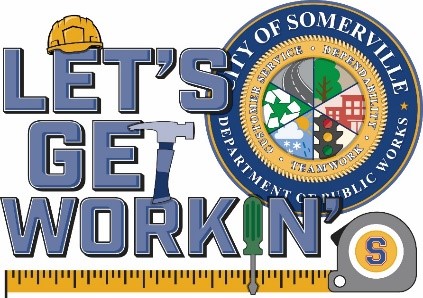 A logo reading Lets Get Workin with Somerville city seal next to it. 