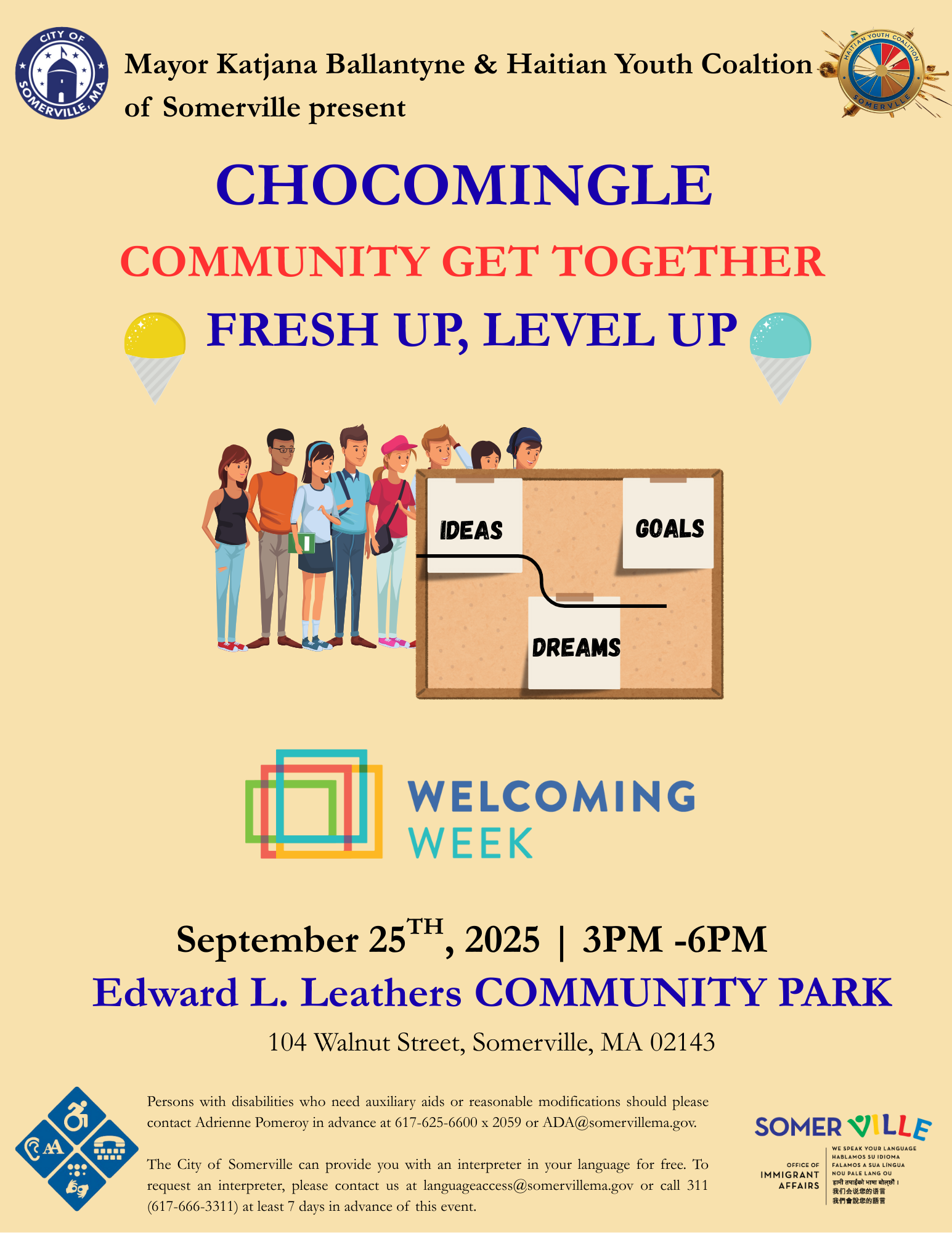 Chocomingle get together - freshen up, level up. September 2025, 3-6 p.m. , Edward L. Leathers Community Park. 
