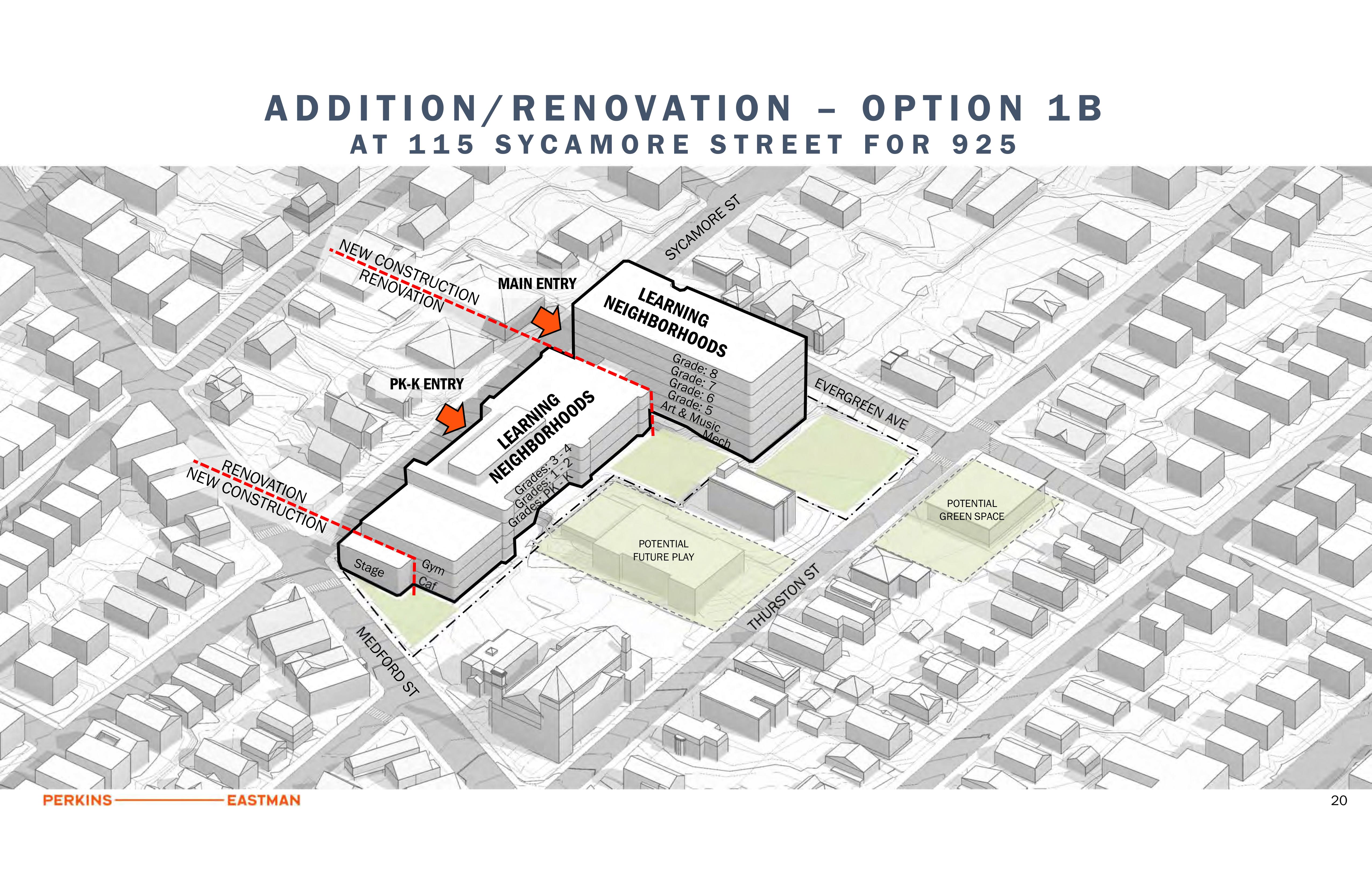 Preview of slide from February 9 School Building Committee presentation on preliminary building options