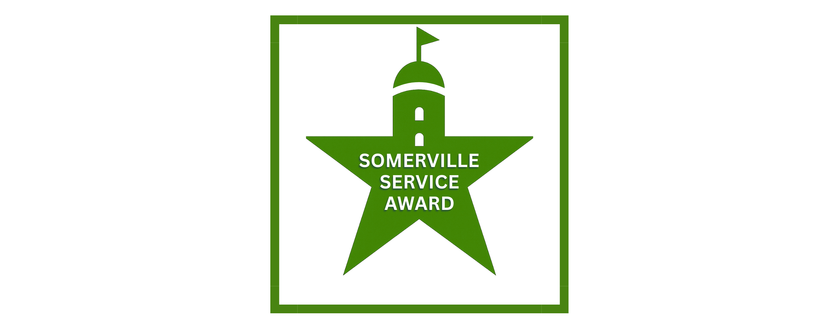 Logo: Green start with blue lettering: Somerville Service Award
