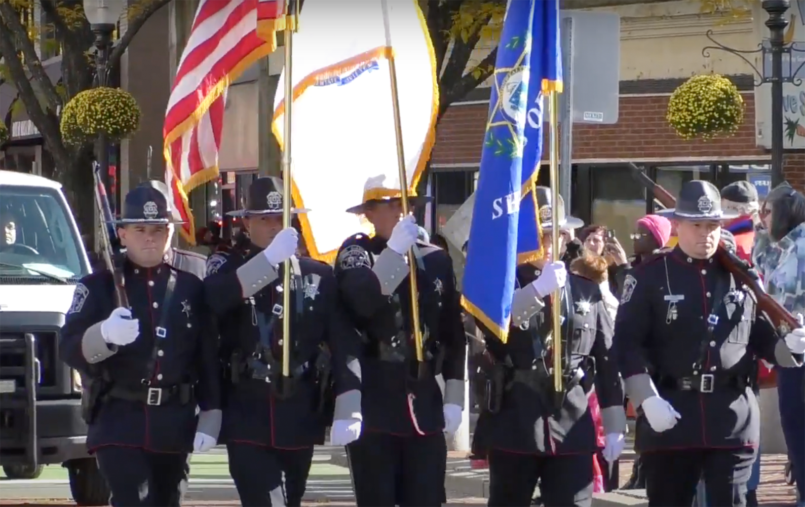 Massachusetts State Police march in the Memorial Day Parade