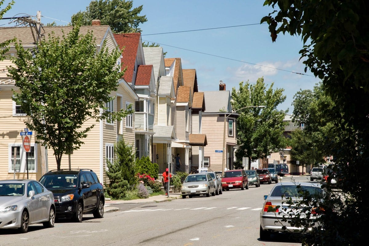 A streetscape in Somerville