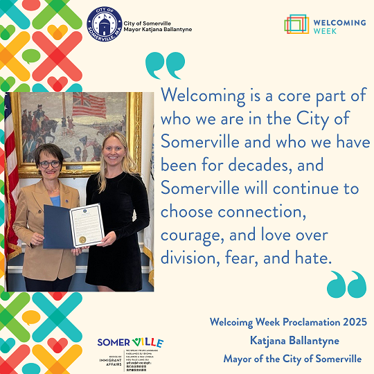 Mayor Ballantyne offers proclamation for Welcoming Week in Somerville