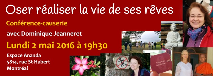 Conférence-causerie : Oser réaliser la vie de ses rêves, avec Dominique Jeanneret