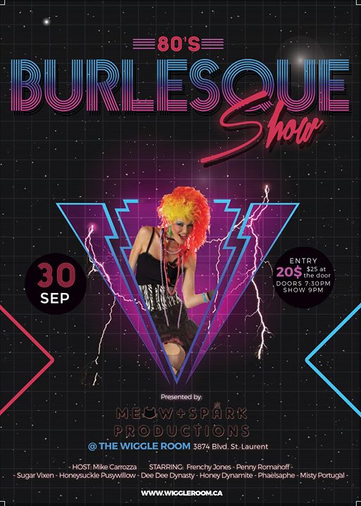 80's Burlesque Show - September 30 at The Wiggle Room