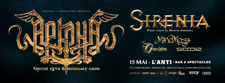Arkona • Sirenia • MindMaze • Sicosis // Lundi 15 mai 2017 // L'Anti Bar & Spectacles