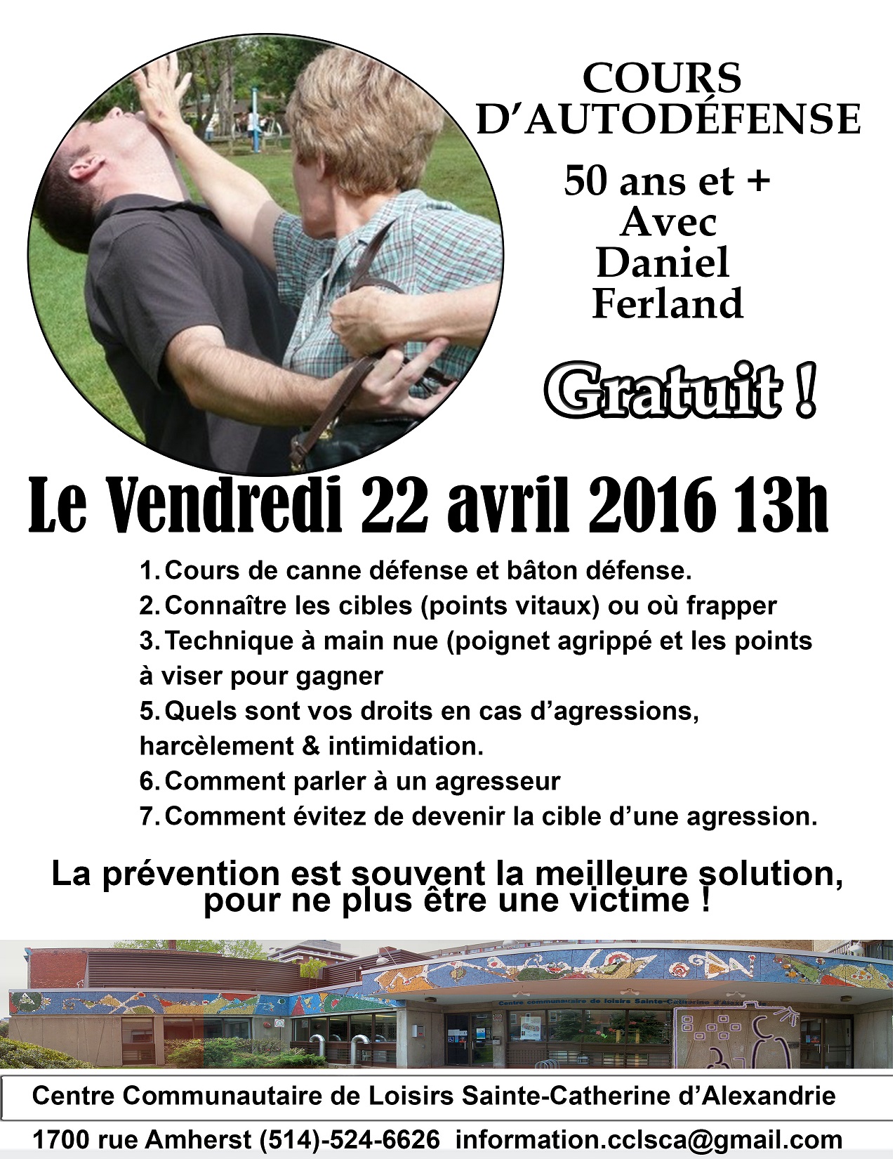 Atelier GRATUIT D'AUTODÉFENSE POUR 50ans et+