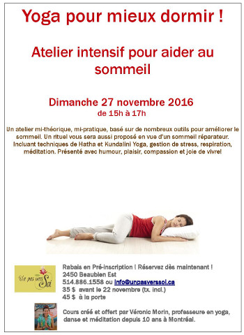 Atelier Yoga pour aider à dormir