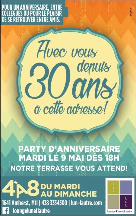 Avec vous depuis 30 ans à cette adresse, Party d'anniversaire