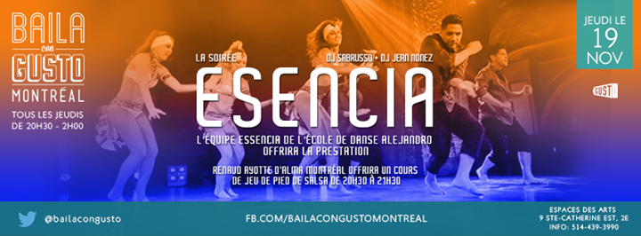 Baila Con Gusto *Montréal" - La soirée Esencia