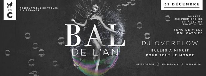 BAL DE L'AN AU CLÉBARD 31 DÉCEMBRE