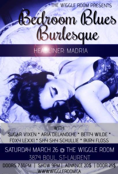 Bedroom Blues Burlesque - Saturday March 26 at The Wiggle Room