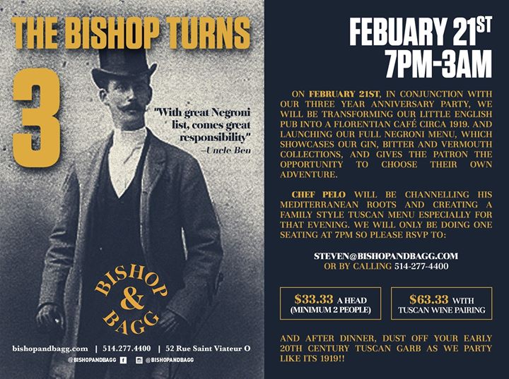 Bishop turns 3- Negroni Party!