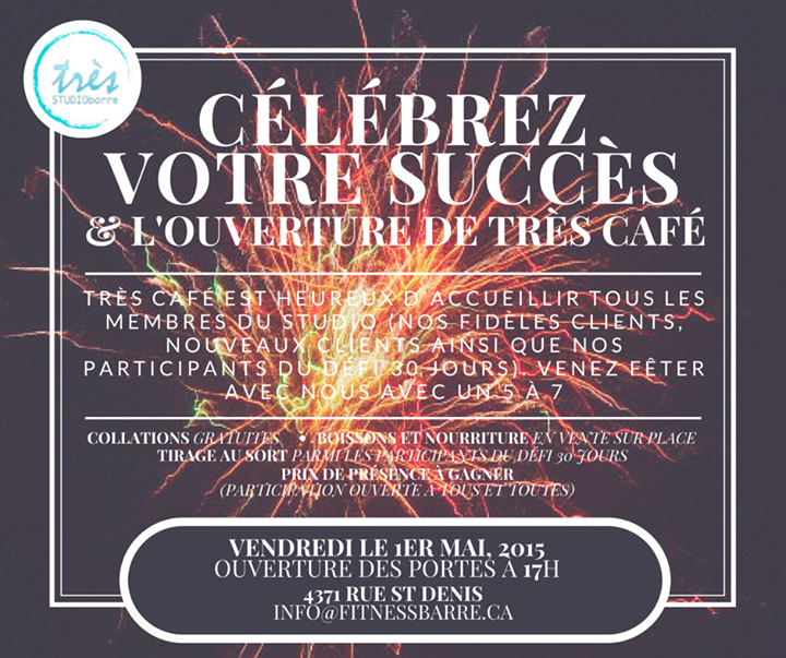 CÉLÉBREZ VOTRE SUCCÈS ET LA GRANDE OUVERTURE DE TRÈS CAFÉ