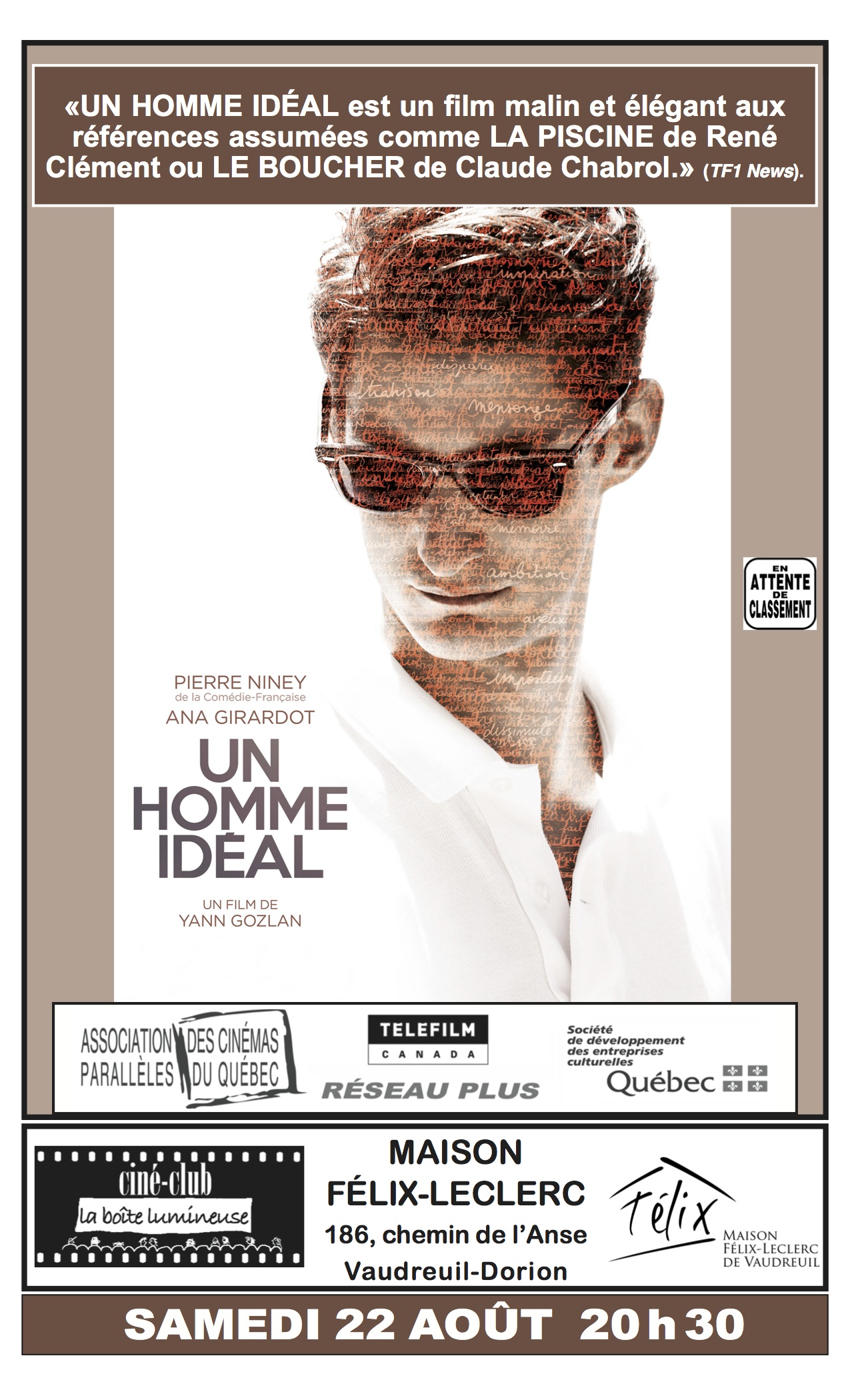 Cinéma en plein air: Un homme idéal