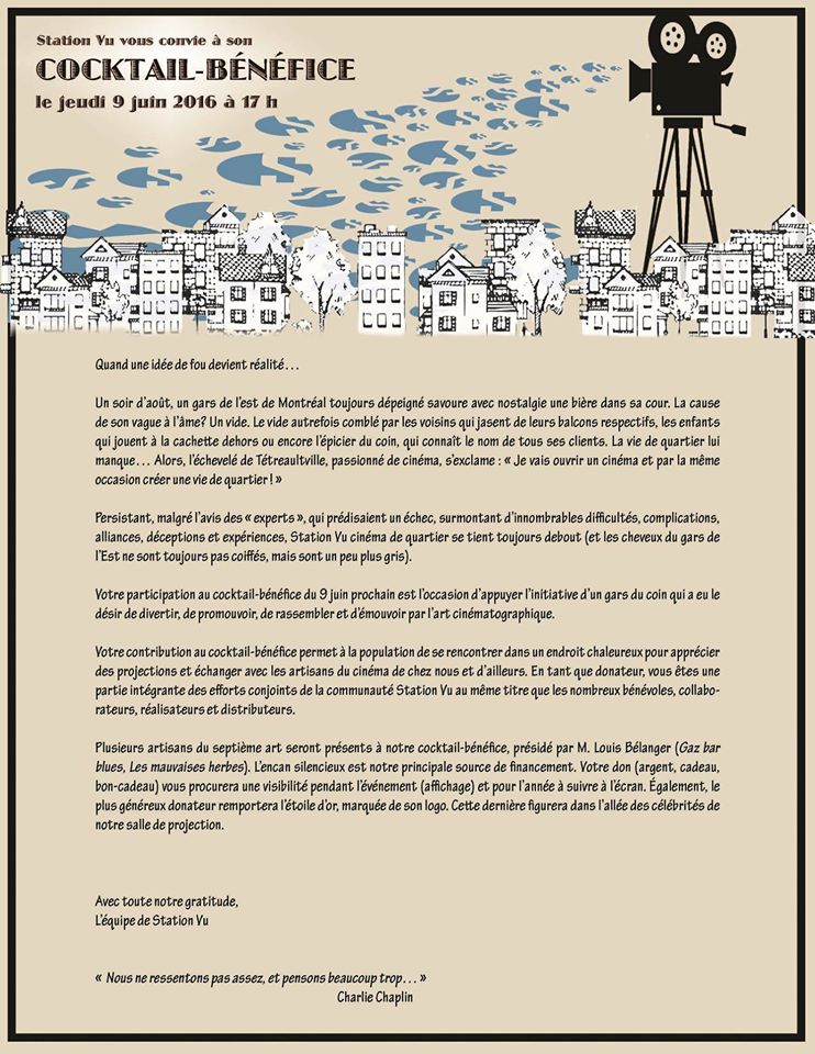 Cocktail-bénéfice Station Vu Cinéma de Quartier