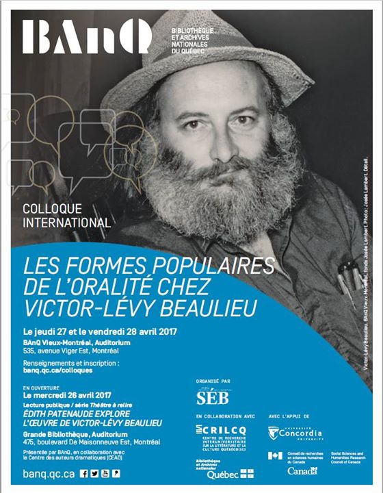 Colloque Les formes populaires de l'oralité chez V.-L. Beaulieu