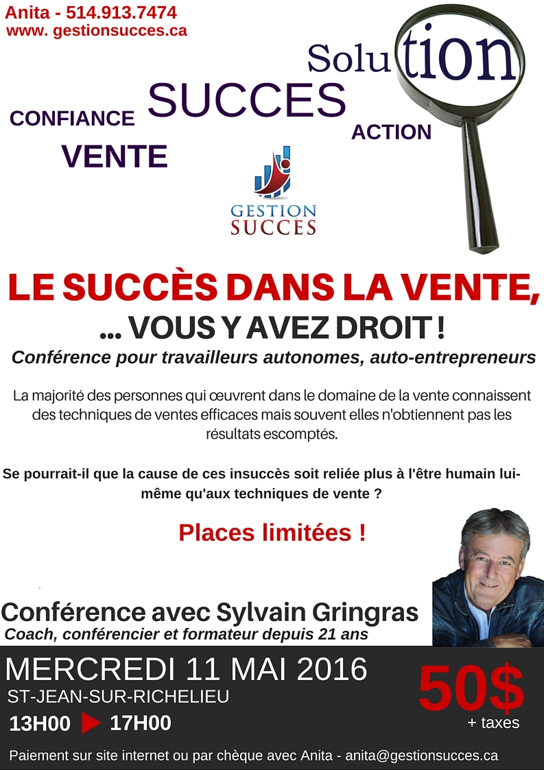 Conférence Le succès dans la vente,... vous y avez droit !