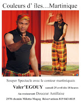 Contes des Antilles Souper spectacle au Restaurent Douceur Antillaise