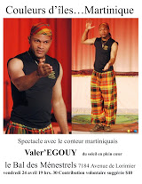 Couleurs d'île ..Martinique Soirée de contes avec le conteur martiniquais Valer'Egouy en tournée au Québec.