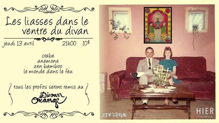 Crabe, Zen Bamboo, Anemone, Le Monde Dans Le Feu au Divan Orange