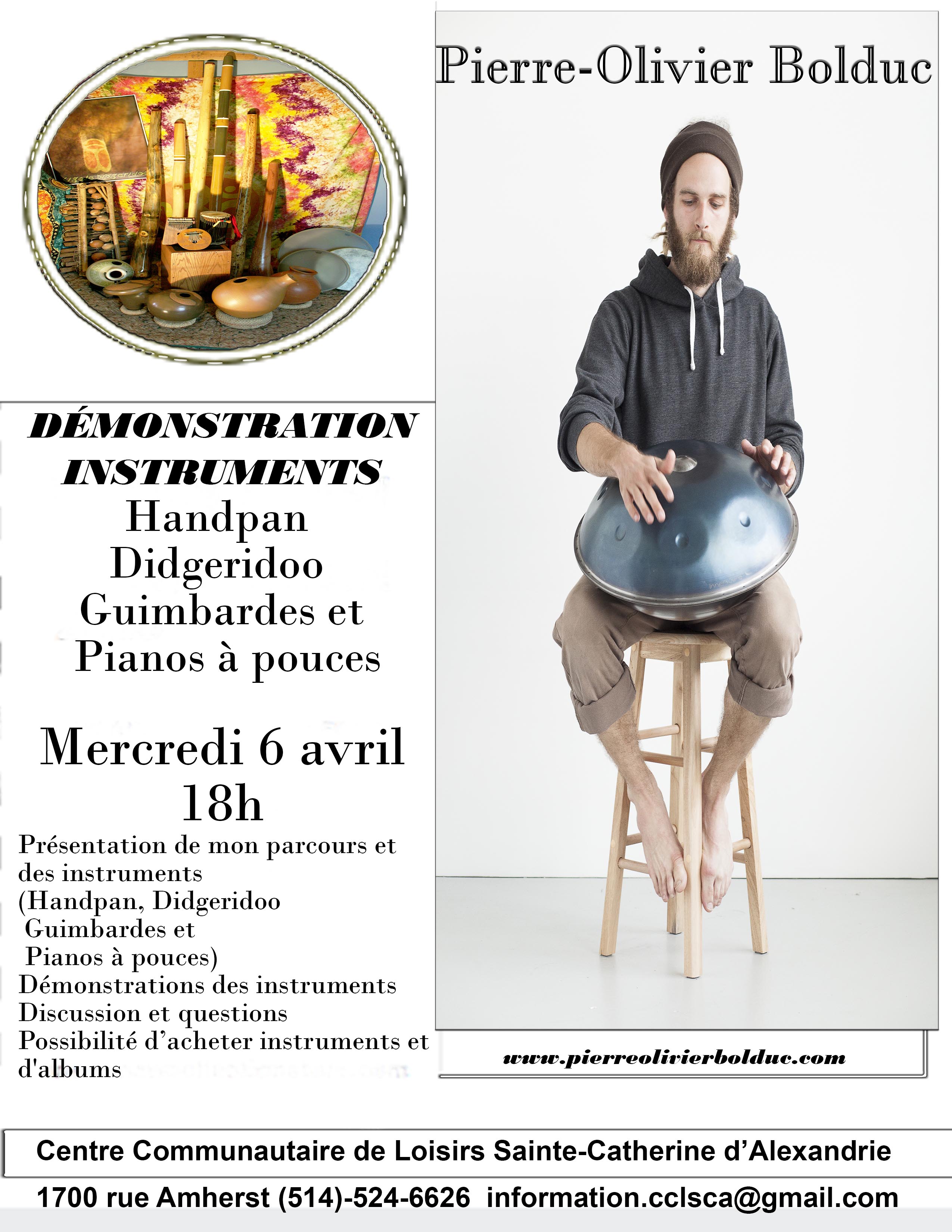 Démonstration d'instruments Handpan Didgeridoo Guimbardes et Pianos à pouces