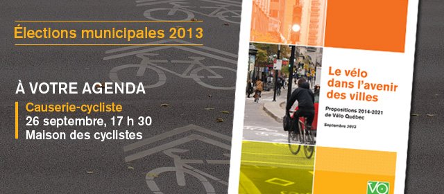 Élections municipales 2013 : Causerie-cycliste sur l'avenir du vélo dans les villes