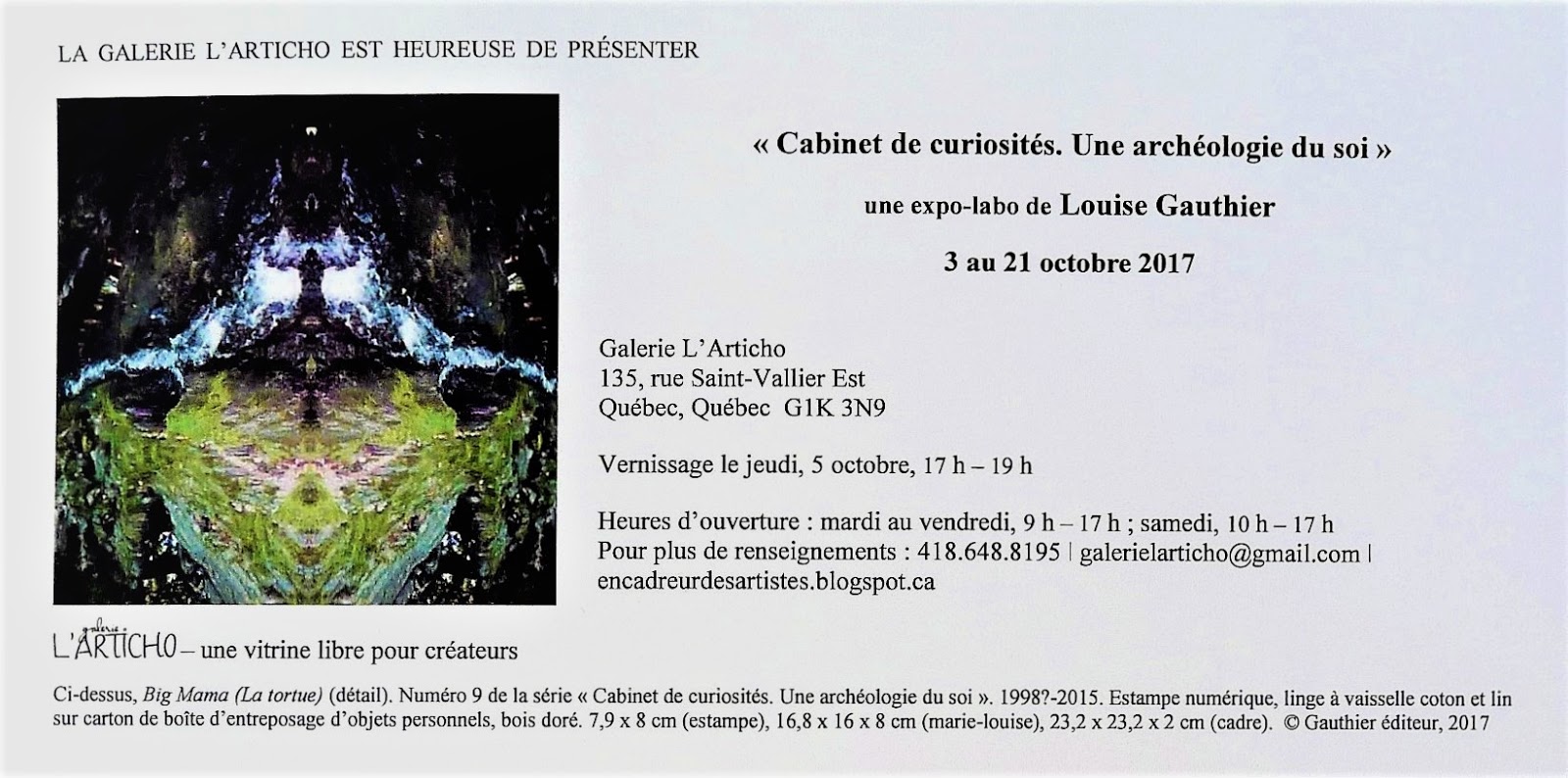 Expo-Labo Cabinet de curiosités. Une archéologie du soi / de Louise Gauthier