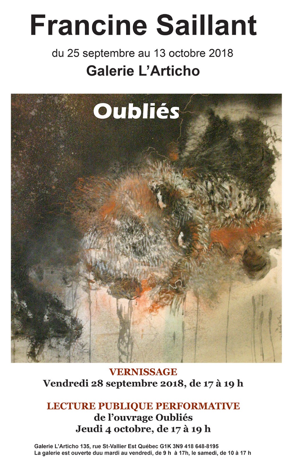 Exposition Oubliés - Francine Saillant