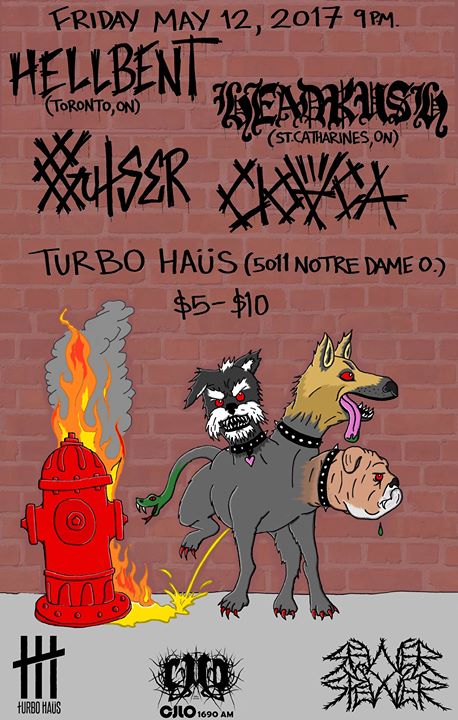 Hellbent // Headrush // Gutser // Cloaca - May 12